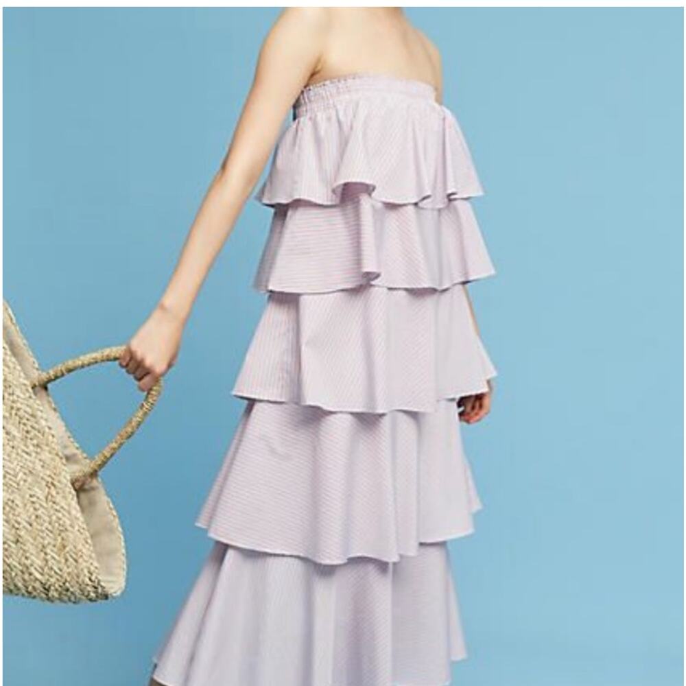 Prose & Poetry Ellie Tube Strapless Dress Size S 100% Cotton Ruffled Tiered